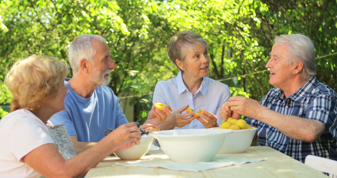 Happy Senior Friends Enjoying Time Together Outdoors - Free Images, Stock Photos and Pictures on Pikwizard.com