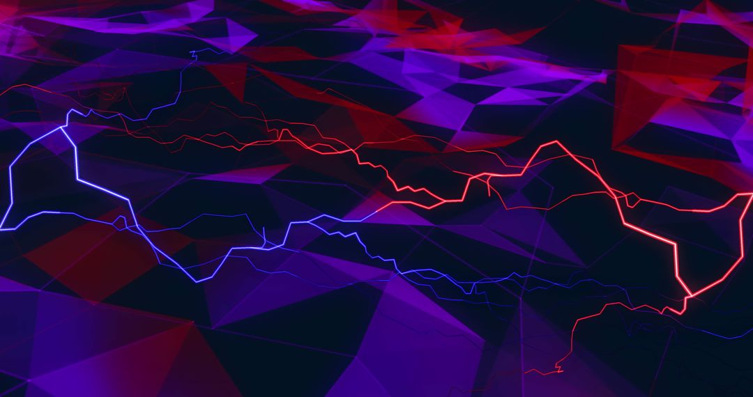 Dynamic Abstract Neon Lines over Dark Polygonal Background