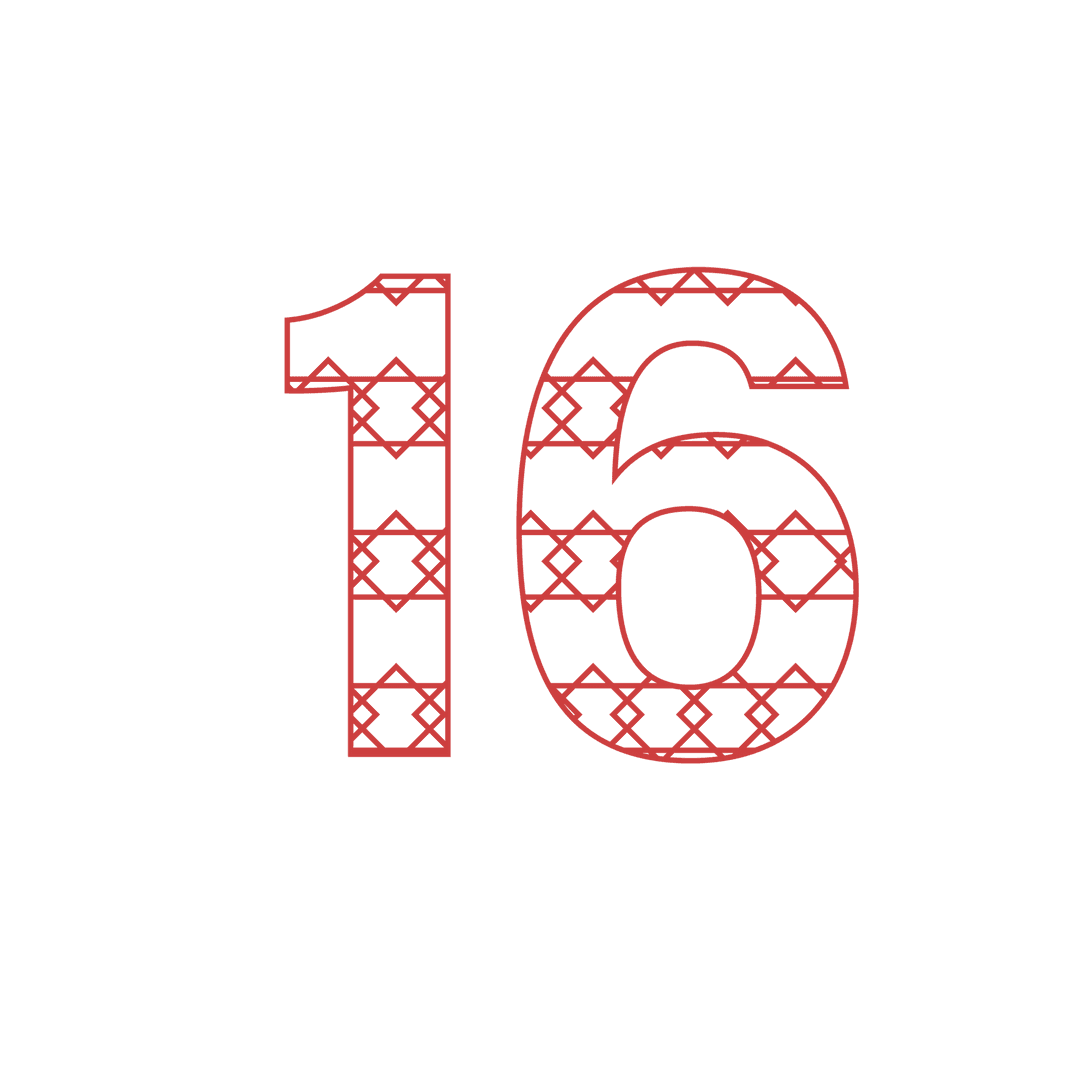 Stylish Red Number 16 with Pattern on Transparent Background - Download Free Stock Images Pikwizard.com