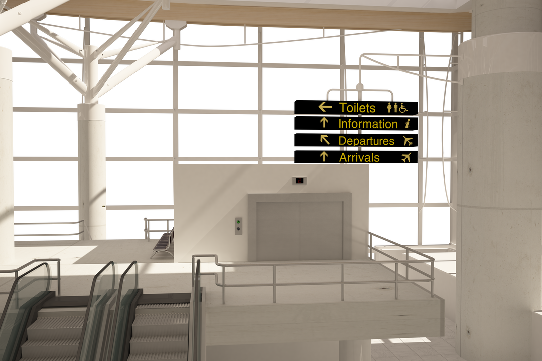 Clear Airport Terminal Illustration on Transparent Background - Download Free Stock Images Pikwizard.com