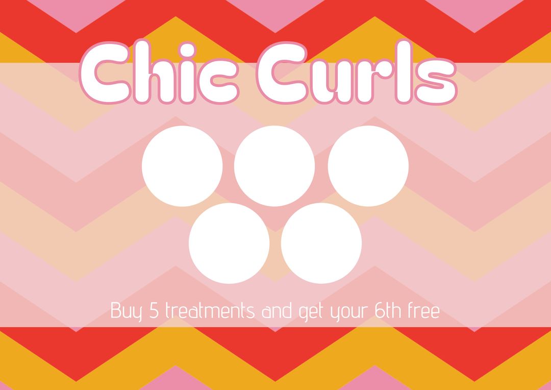 Chic Curls Loyalty Card Design with Vibrant Zigzag Background - Download Free Stock Templates Pikwizard.com