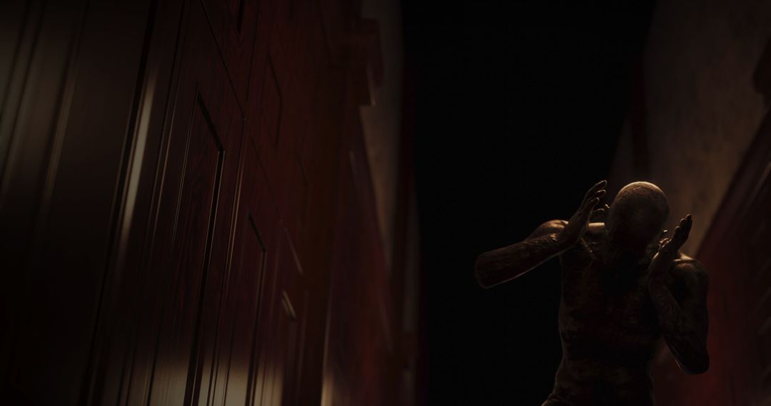 Terrifying Creature in Dark Abandoned Corridor