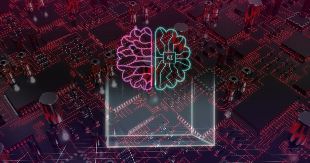 AI Technology Concept with Circuit Board and Brain Icon