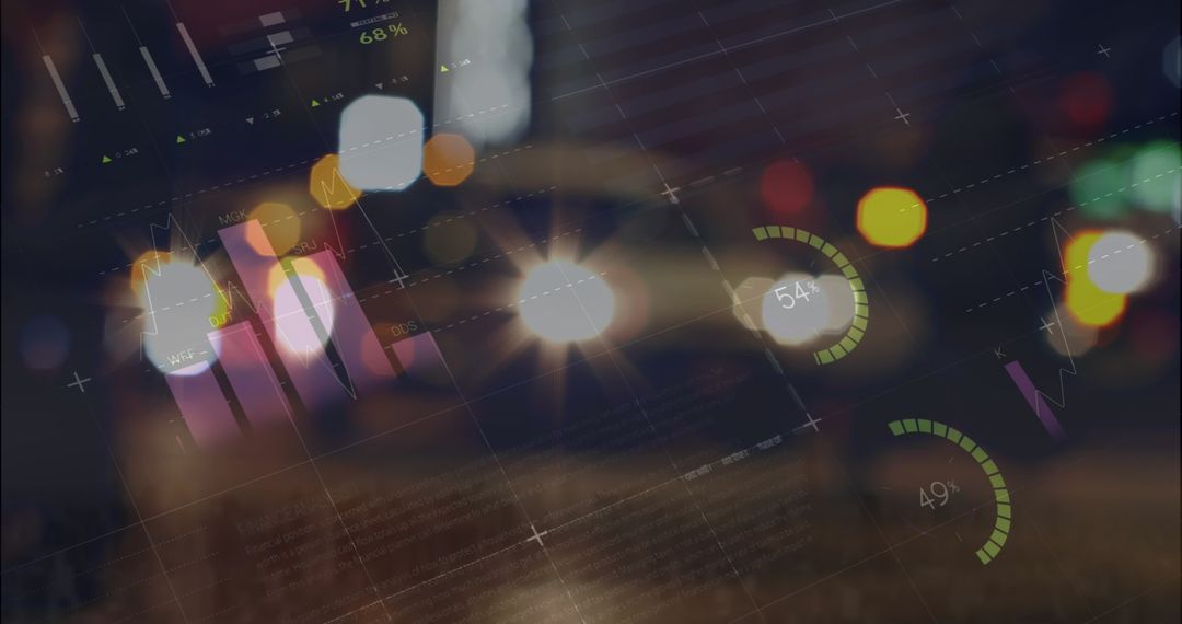 Futuristic Data Display with Blurred City Traffic