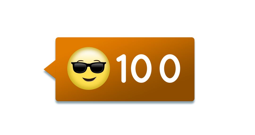 Social Media Notification with Cool Emoji and 100 Alert