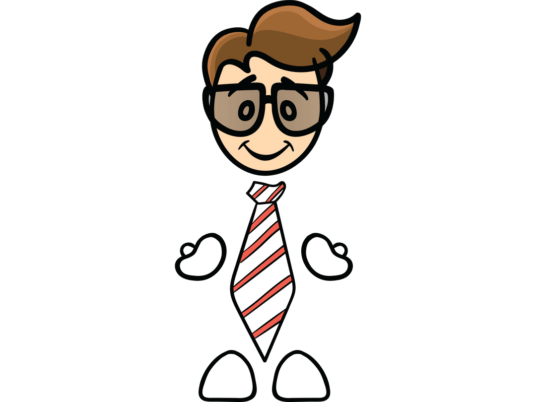 Vector Illustration Transparent Male Cartoon Character with Tie