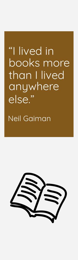 Famous Neil Gaiman Quote with Open Book Illustration on Minimalist Background - Download Free Stock Templates Pikwizard.com