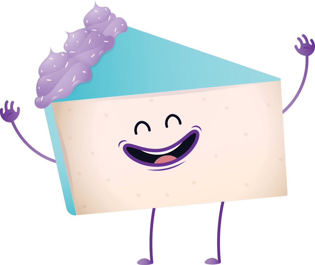 Happy Cake Slice Illustration on Transparent Background