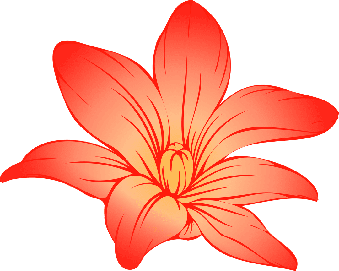 Vibrant Six-Petal Lily Blossom Illustration with Transparent Background