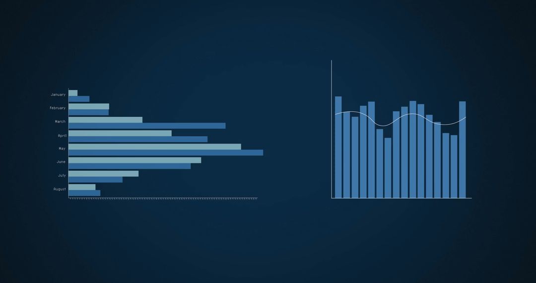 Financial Data Charts on Dark Background Illustration