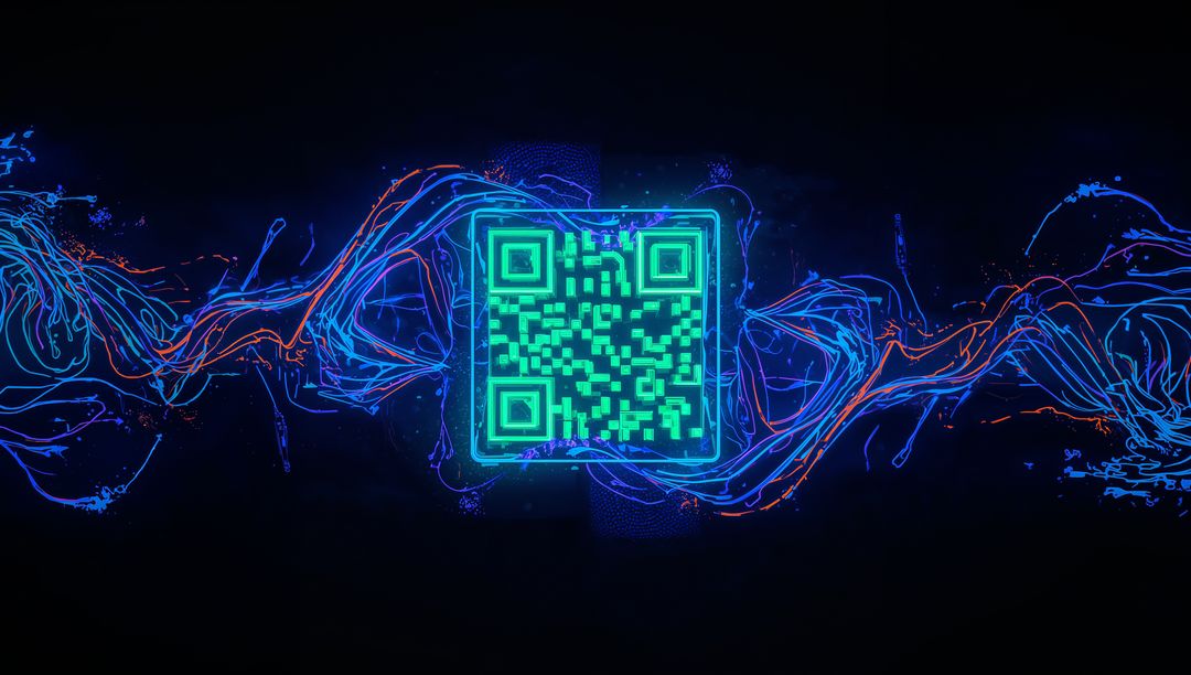 Futuristic Neon QR Code with Electric Light Streaks