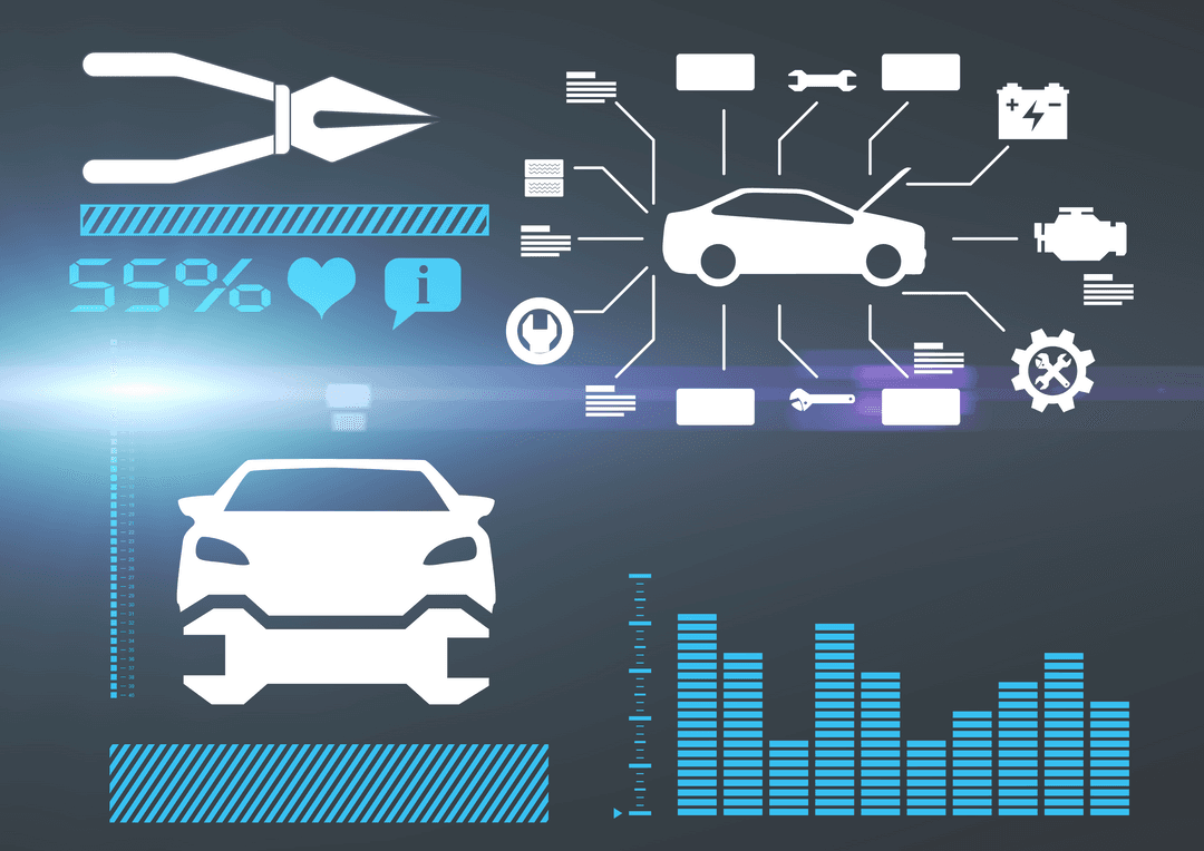 Transparent Interface Design Featuring Digital Car Elements