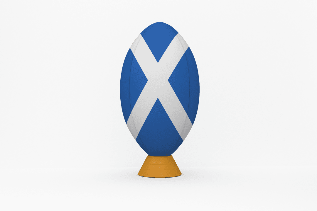 Transparent Scottish Flag Rugby Ball on Stand Isolated
