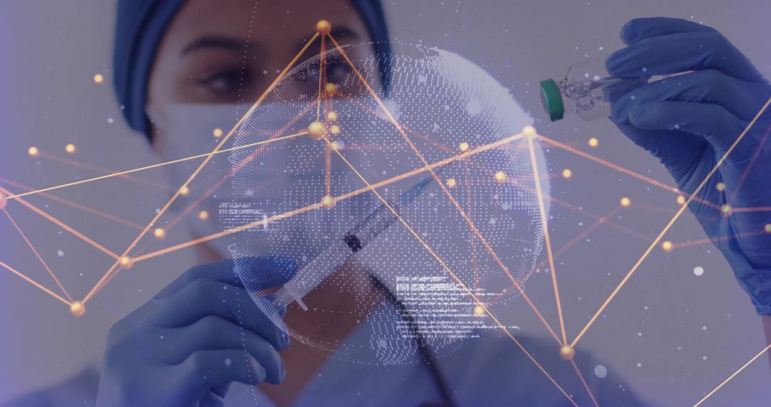 Healthcare Professional Handling Injection with Digital Data Interfaces