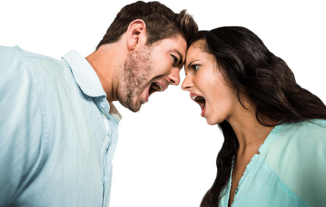 Transparent Tension Between Arguing Couple