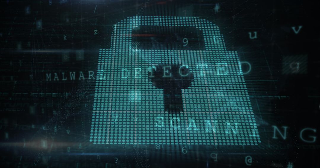 Digital Security Padlock on Data Processing Background