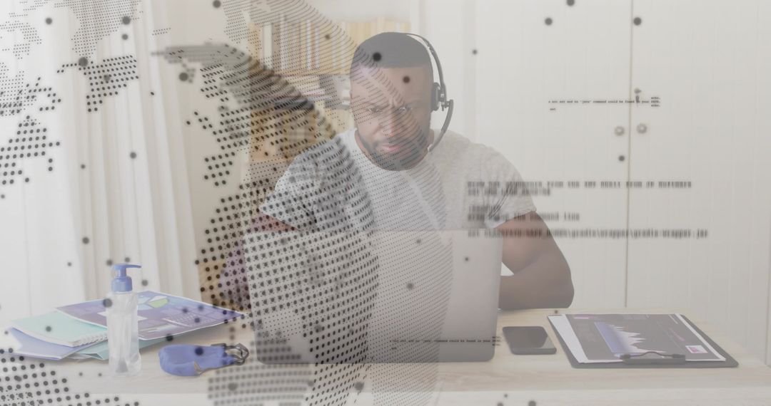 Remote Work Concept with Digital Connectivity Overlay