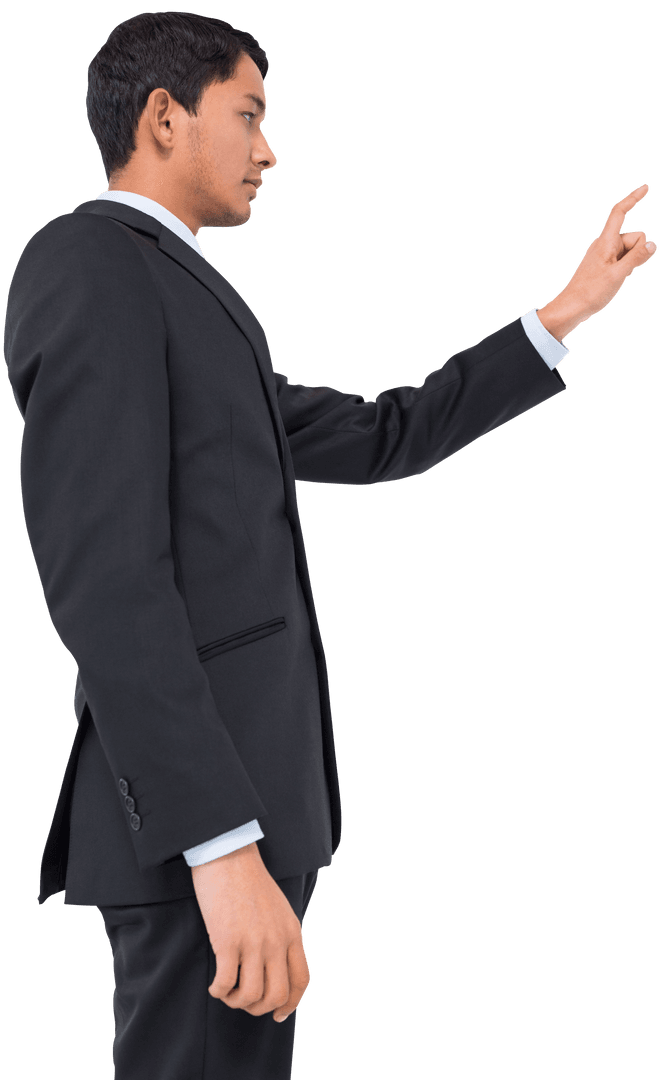 Businessman Pointing Transparent Gesture Interface