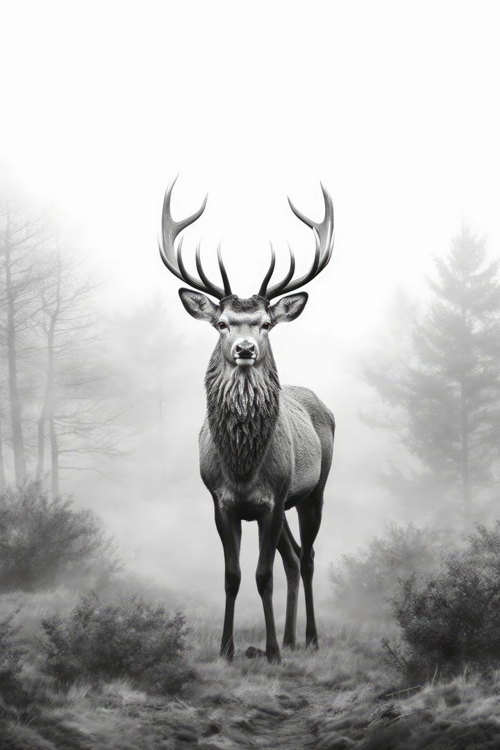 Magnificent Stag in Misty Forest - Free Images, Stock Photos and Pictures on Pikwizard.com
