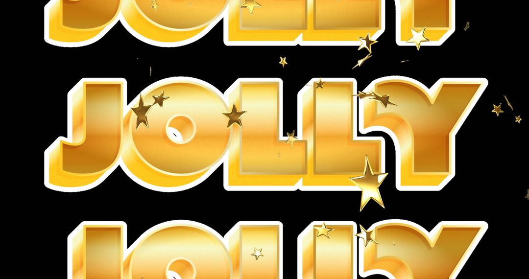 Festive Jolly Text with Golden Stars on Black Background