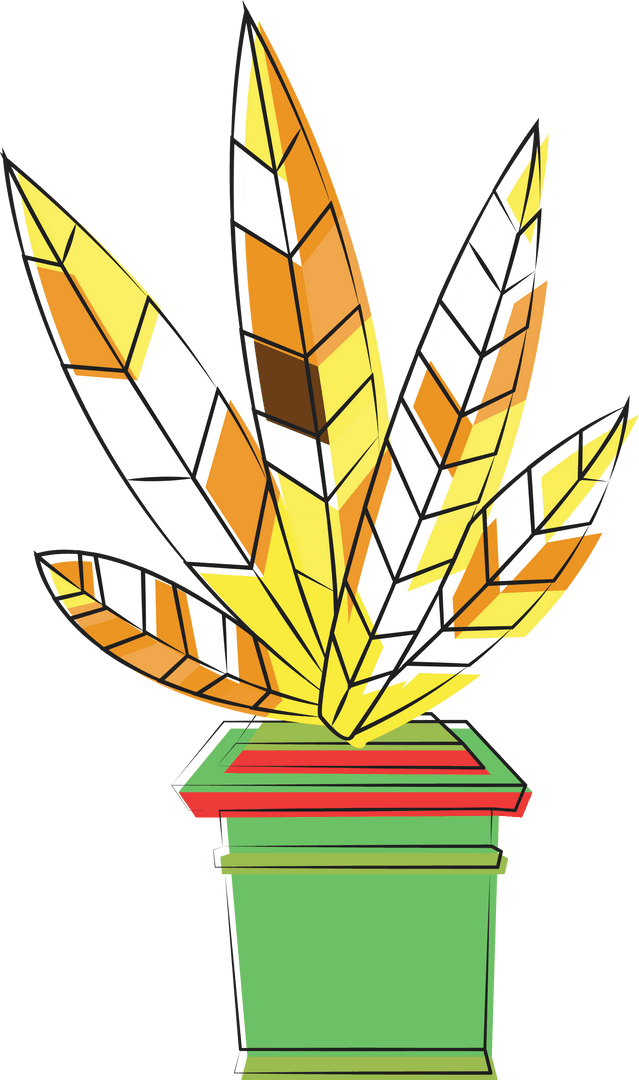 Transparent Vector Potted Plant Illustration with Abstract Pattern