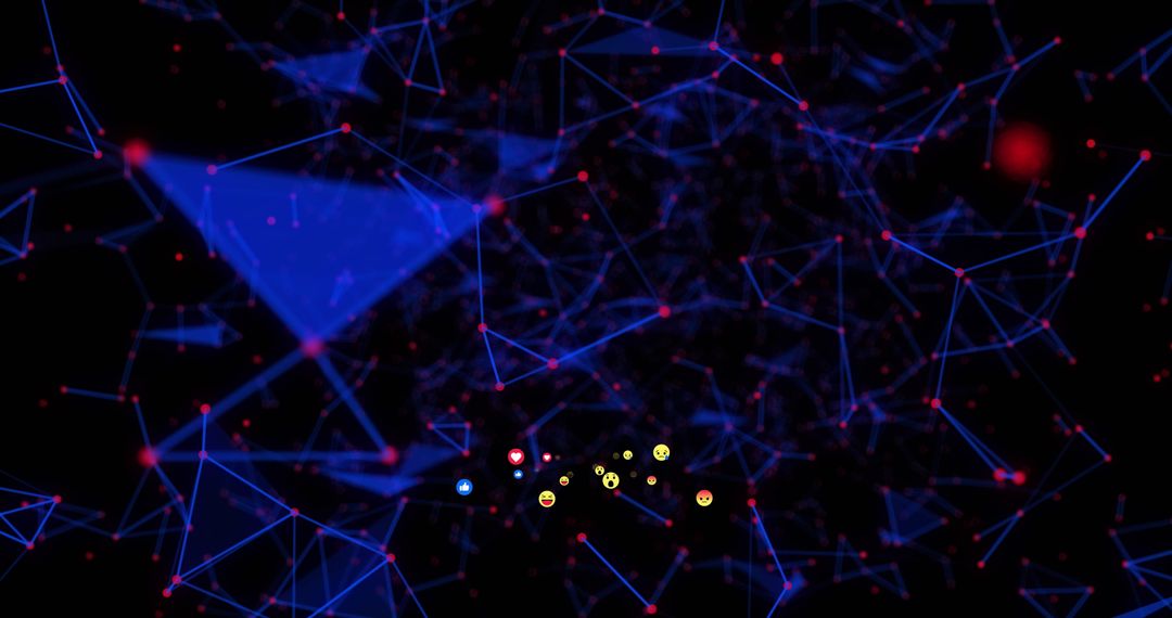 Digital Network with Emoji Icons Representing Online Community