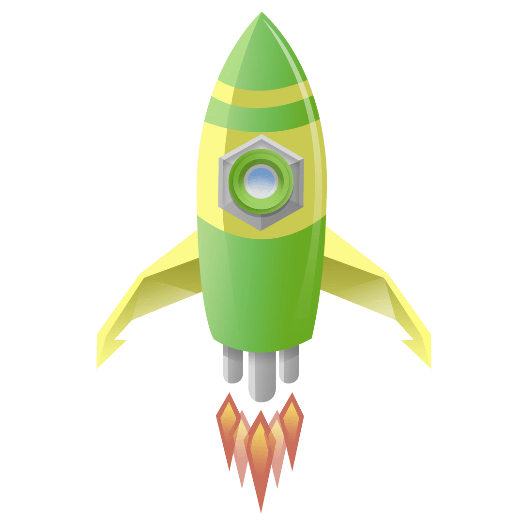 Cartoon Space Rocket on Transparent Background