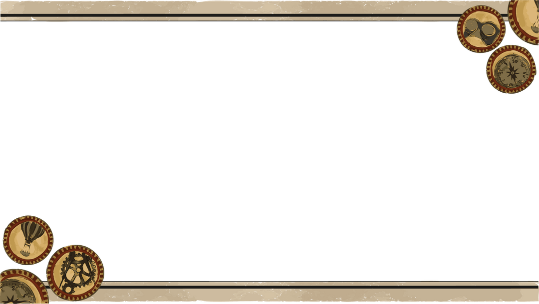 Steampunk Brass Medallion and Gear Banner on Transparent Background