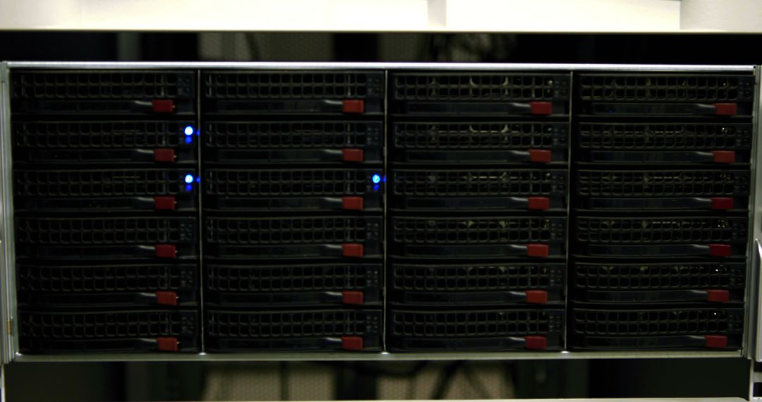 Close-up of Server Rack with Blue Indicator Lights - Free Images, Stock Photos and Pictures on Pikwizard.com