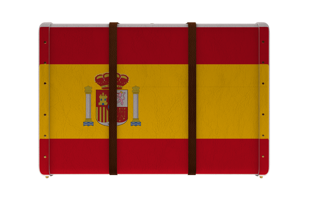 Suitcase with Flag of Spain on Transparent Background
