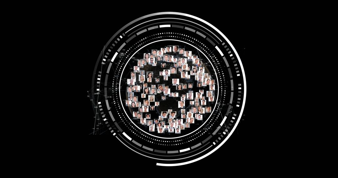 Digital Network of Photos in Futuristic Scope Interface