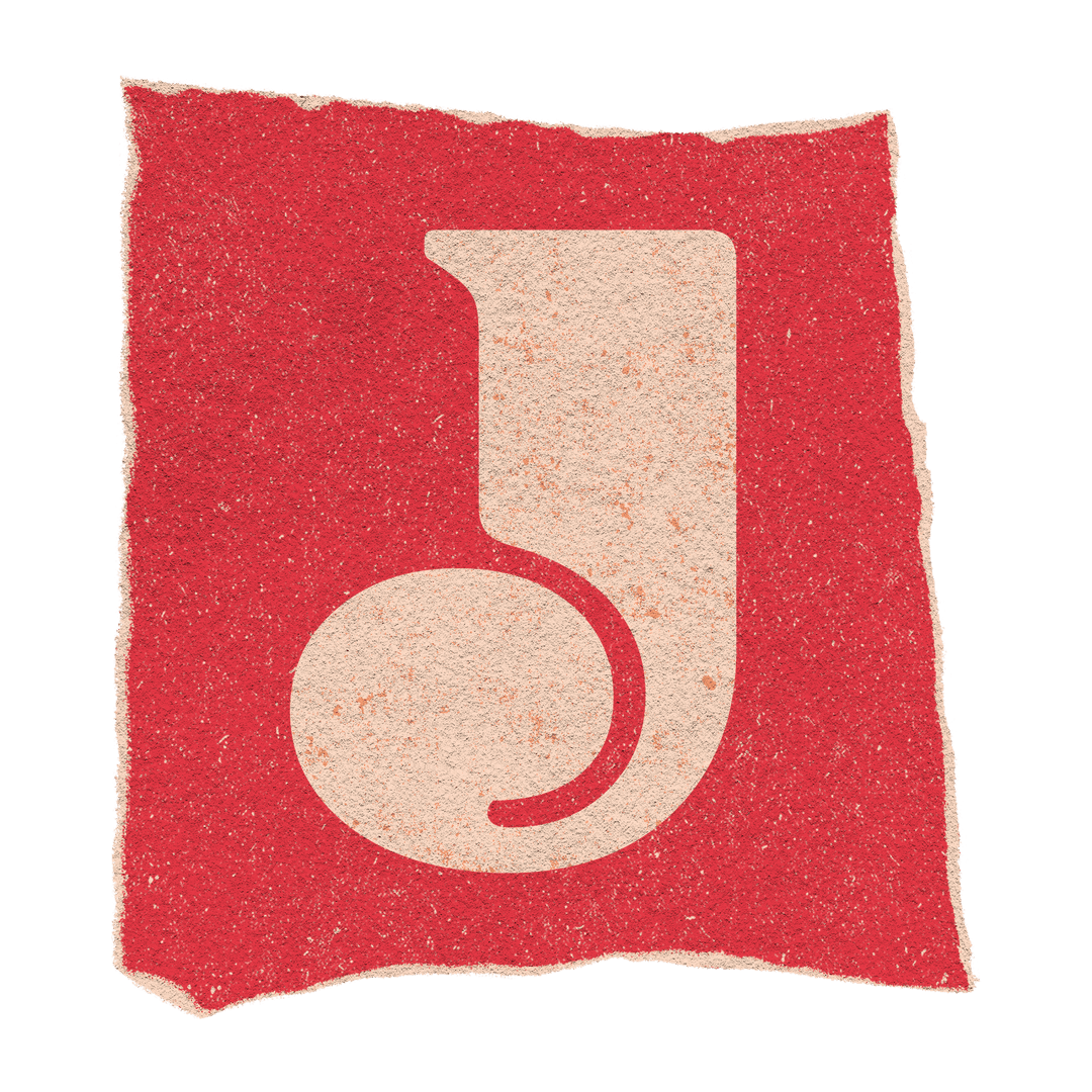 Transparent Textured Vintage J in Geometric Red Design