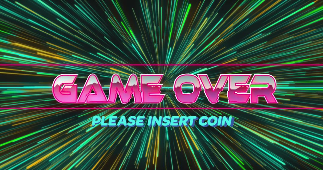 Retro Game Over Neon Sign with Light Trails