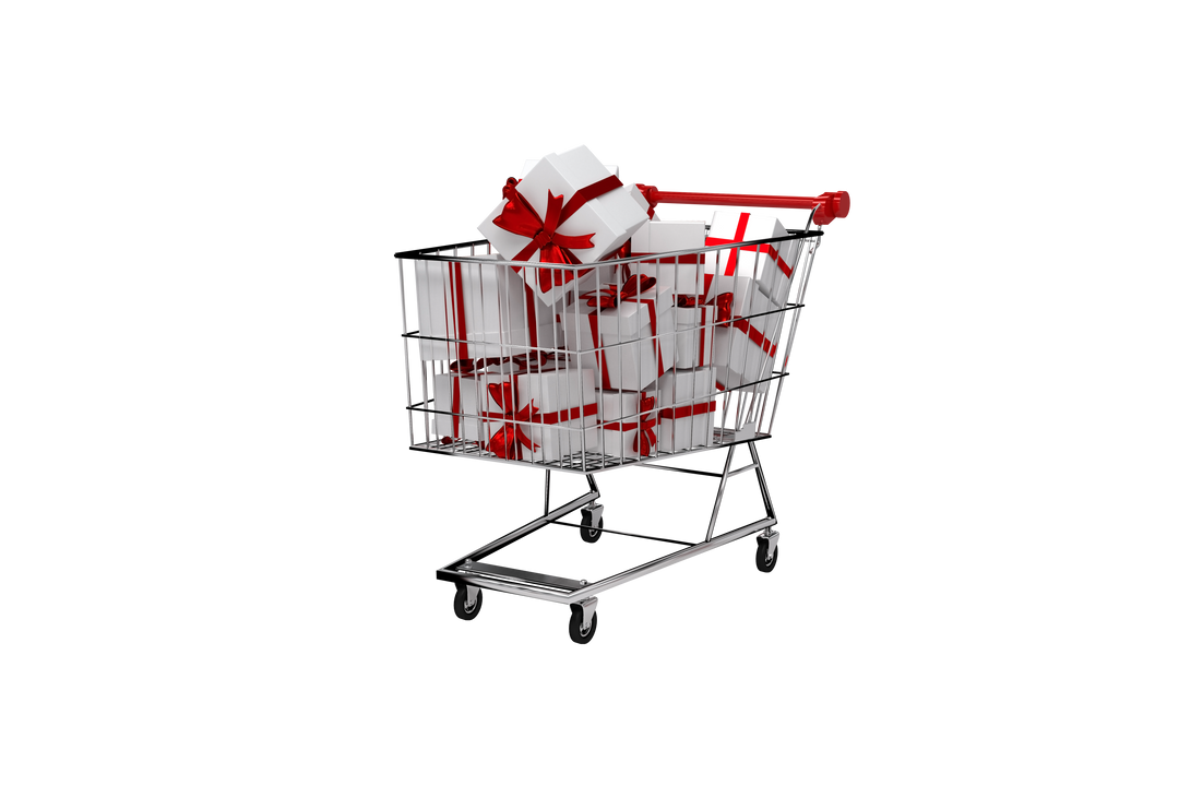 Shopping Cart Full Of Gift Boxes With Red Ribbons On Transparent Background - Download Free Stock Images Pikwizard.com