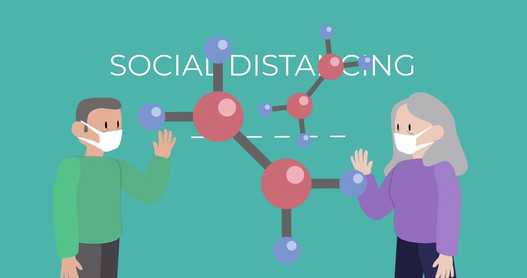 Social Distancing Concept with Masked Figures