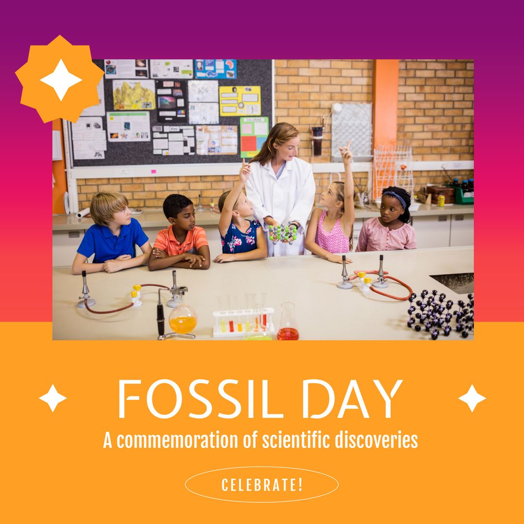 Diverse Students Engaged in Science Lesson for Fossil Day