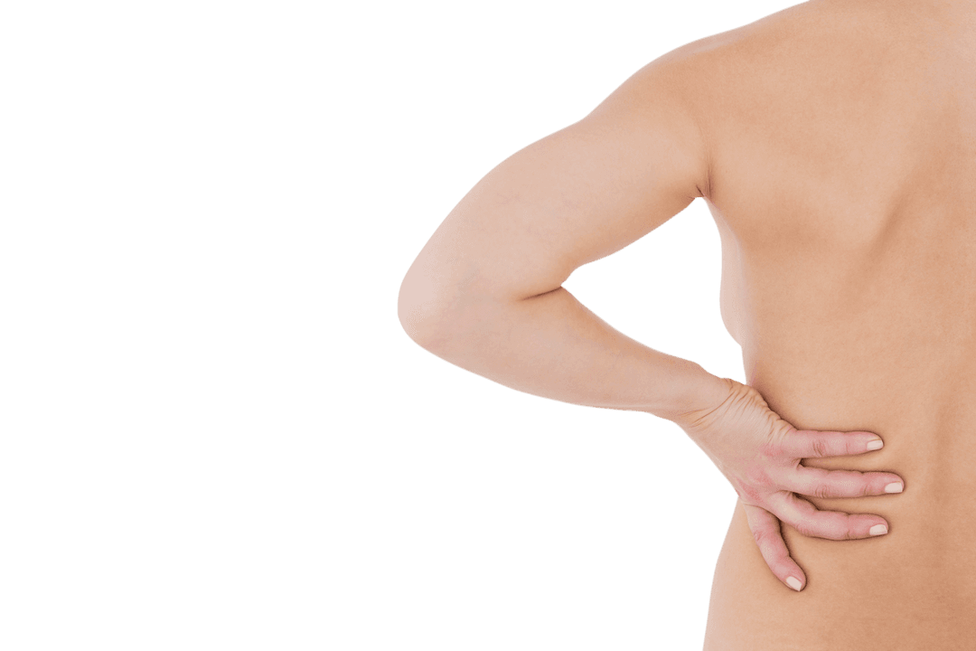 Transparent View of Woman Upset by Aching Back Problem