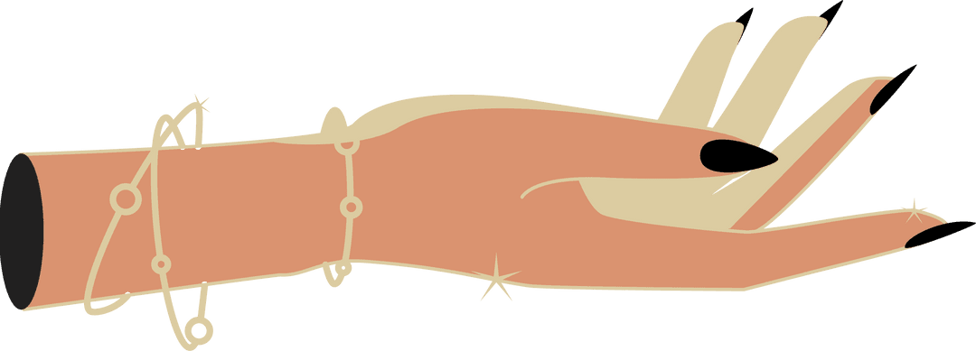 Minimalist Hand with Gold Jewelry on Transparent Background