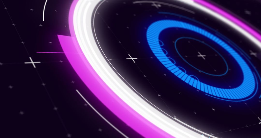 Futuristic Digital Interface with Glowing Spinning Scope