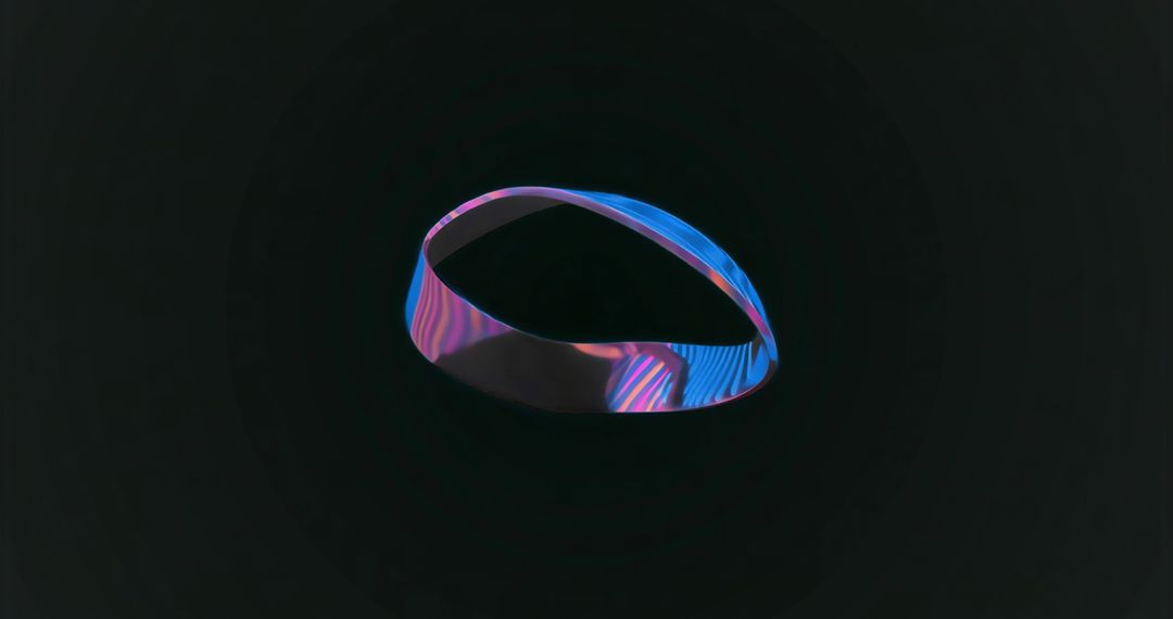 Futuristic Neon Mobius Strip Against Dark Background