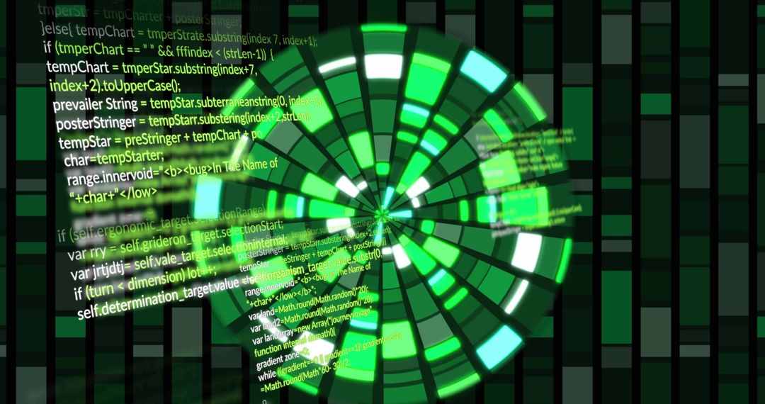 Globe of Lights Rotating Over Digital Screen with Code