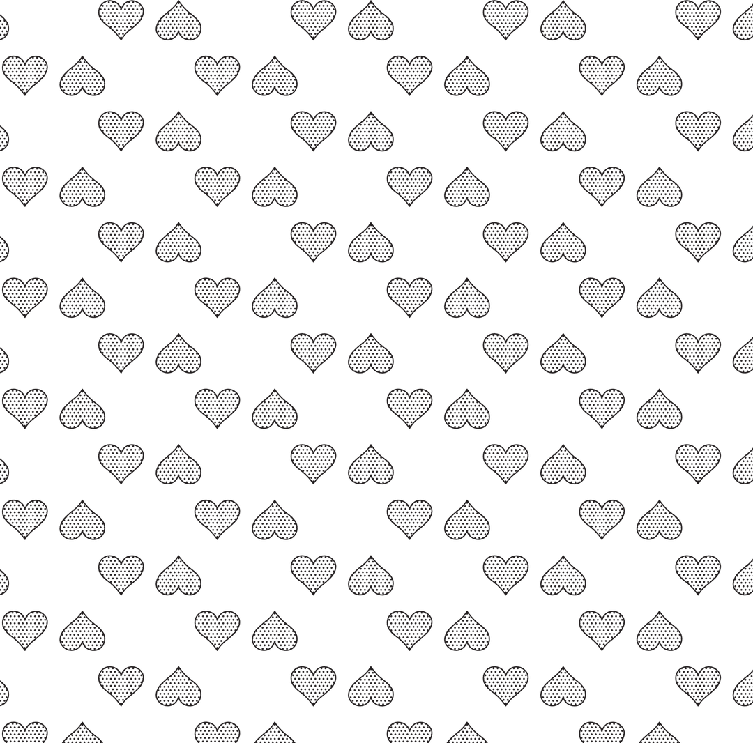 Seamless Black Hearts Pattern on Transparent Background