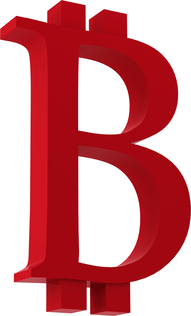Red Bitcoin Symbol Digital Illustration on Transparent Background