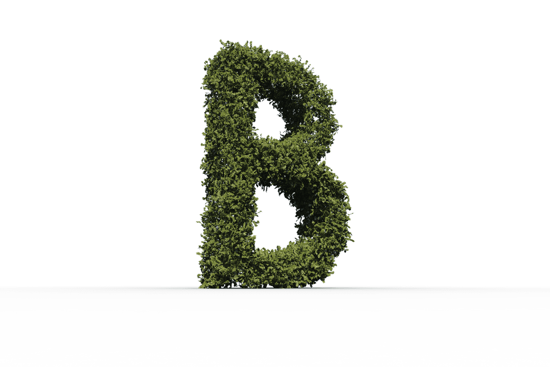 Transparent Leafy Letter B Design for Nature Themes