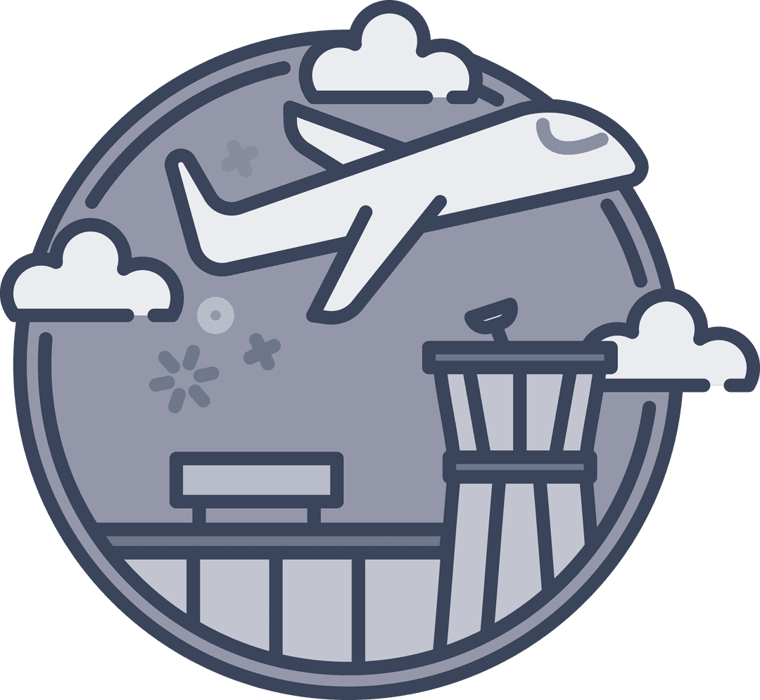 Transparent Airplane Above Airport Vector Icon