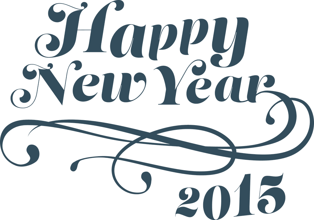 Happy New Year 2015 Ornate Design on Transparent Background