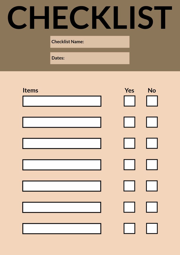 Organizational tool, a minimalist checklist template with a clear yes ...