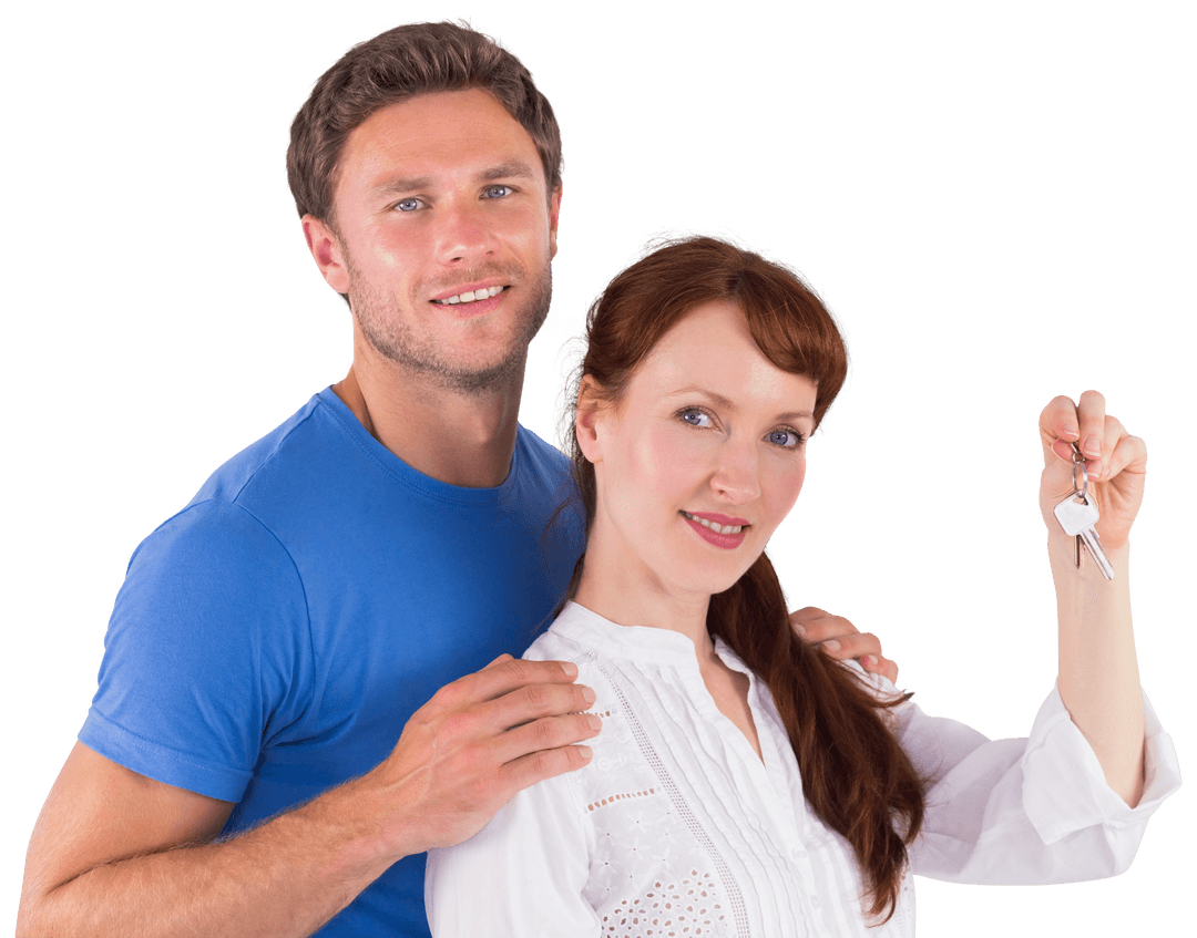 Happy Couple Holding House Keys Transparent Background