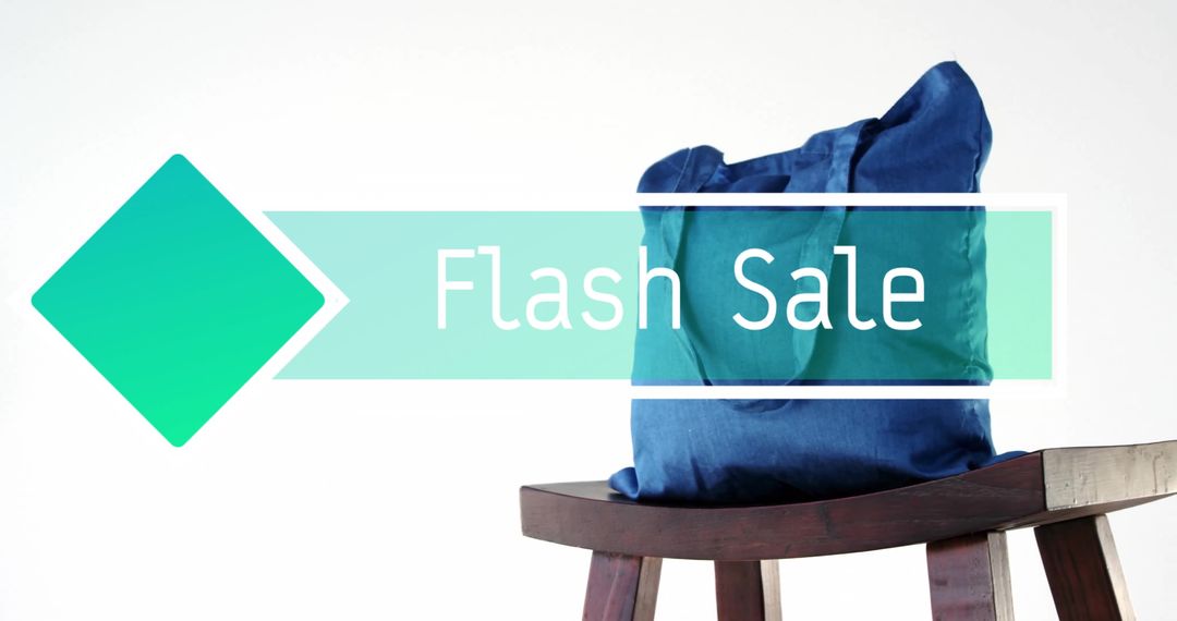 Flash Sale Highlight with Blue Shopping Bag on Stool