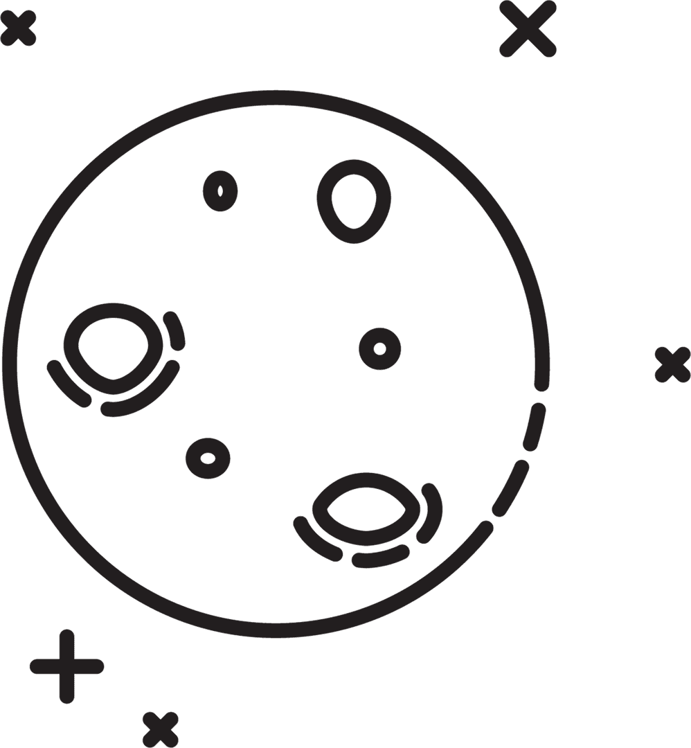 Minimalist Celestial Black Line Art Illustration Transparent Background